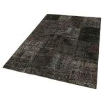 137x200 cm Kırk Yama Siyah Yama Pamuklu Yün El Dokuma Modern Geometrik Etnik Eskitme Desenli Boho Oturma Odası Salon Yolluk Koridor Mutfak Halısı