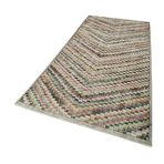 137x278 cm Kareli Kilim Yeşil Kareli Yün El Dokuma Modern Geometrik Etnik Eskitme Desenli Boho Oturma Odası Salon Yolluk Koridor Mutfak Halısı