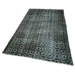 138x233 cm Oyma Vintage Siyah Vintage Yün El Dokuma Modern Geometrik Etnik Eskitme Desenli Boho Oturma Odası Salon Yolluk Koridor Mutfak Halısı