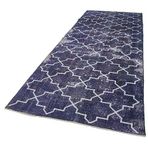 138x387 cm Geometrik Halı Mor Geometrik Yün El Dokuma Modern Geometrik Etnik Eskitme Desenli Boho Oturma Odası Salon Yolluk Koridor Mutfak Halısı