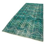139x368 cm Geometrik Halı Turkuaz Geometrik Yün El Dokuma Modern Geometrik Etnik Eskitme Desenli Boho Oturma Odası Salon Yolluk Koridor Mutfak Halısı