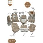 13’lü Babynest Puset Örtüsü Alt Açma Emzirme Yastığı Ana Kucağı Bebek Arabası Minderi Happy Baby Dikiş Atölyesi - Beyaz - Kahverengi