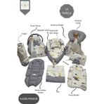 13’lü Babynest Puset Örtüsü Alt Açma Emzirme Yastığı Ana Kucağı Bebek Arabası Minderi Happy Baby Dikiş Atölyesi - Gri