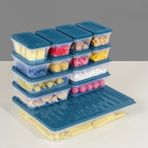 13'lü Buzdolabı Düzenleyici Organizer Set Mikrodalga Difriz Kabı - 1X2400ML 4X600ML 8X240ML Mavi