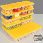 13'lü Buzdolabı Düzenleyici Organizer Set Mikrodalga Difriz Kabı - 1X2400ML 4X600ML 8X240ML Sarı