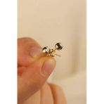 14 Ayar 3Mm Kalemli Top Altın Küpe