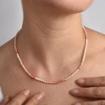 14 Ayar Altın Kaplama Gümüş Doğal Pembe Opal Taşlı Fasetli Kolye - Minimal Zarif Choker Tasarım