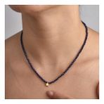 14 Ayar Altın Kaplama Lapis Lazuli Doğal Taşlı Yıldız Gümüş Kolye - NGS00112