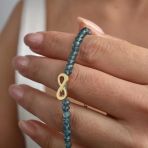 14 Ayar Altın Kaplama Neon Apatite Doğal Taşlı Sonsuzluk Gümüş Bileklik - BGS00106