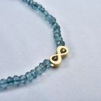 14 Ayar Altın Kaplama Neon Apatite Doğal Taşlı Sonsuzluk Gümüş Kolye - NGS00111