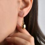 14 Ayar Altın Kaplama Oval Top Disco Sallantılı Gümüş Küpe - Işıltılı Kancalı Kadın Küpe