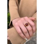 14 Ayar Altın Oval Akik Meftüllü Yüzük