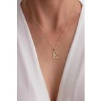 14 Ayar Altın Plaka E Harf Kolye