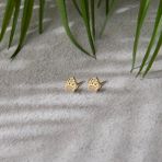 14 Ayar Altın Taşlı Taç Küpe 1,12 gr