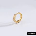 14 Ayar Altın Taşlı Tek Petek Halka Küpe 0,58 gr