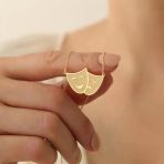 14 Ayar Mikron Kaplamalı Kazımalı Tiyatro Maske Gümüş Kolye - Cn00238