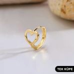 14 Ayar Minik Tek Kalp Halka Altın Küpe 0,56 gr