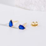 14 Ayar Safir Taşlı Altın Küpe 0,75 gr