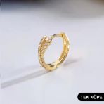 14 Ayar Taşlı Tek Halka Altın Küpe 0,78 gr