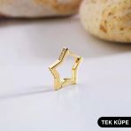 14 Ayar Yıldız Taşlı Tek Halka Altın Küpe 0,70 gr