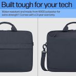 14 Inç Laptop Evrak Çantası, Geri Dönüşümlü 600D Polyester, 8l, Dolgulu Bölme, Su Geçirmez, Çıkarılabilir Omuz Askısı, Gri