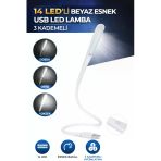 14 Led Usb Lamba Esnek 3 Kademeli Masa Lambası Bilgisayar Laptop Klavye Aydınlatma Beyaz