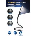 14 Led Usb Lamba Esnek 3 Kademeli Masa Lambası Bilgisayar Laptop Klavye Aydınlatma Siyah