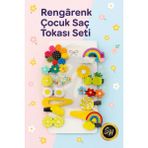 14 Lü Figürlü Çıtçıtlı Kız Çocuk ve Bebek Toka Seti ( 14 Adet ) - Renkli