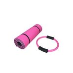 14 mm Çift Taraflı Pilates Matı 35 cm Pilates Çemberi 2'li Pilates Seti (Mavi)