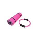 14 mm Çift Taraflı Pilates Matı 35 cm Pilates Çemberi 2'li Pilates Seti (Pembe)
