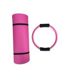 14 mm Çift Taraflı Pilates Matı ve 35 cm Pilates Çemberi 2'li Pilates Seti (Mavi)
