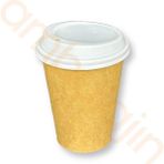 14 Oz Kahverengi Kraft Beyaz Kapaklı Baskısız Karton Sıcak Kahve Bardağı - 1000 Adet