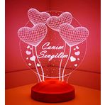 14 Şubat Hediyesi Canım Sevgilim, Sevgililer Günü Hediyesi Balon Kalpler Küre 3 Boyutlu 3D Led Lamba Gece ve Masa Lambası