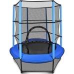 140 cm Korumalı Çocuk Trambolini (55 Inç) Fileli Trambolin - Mavi