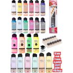 140 ml Akrilik Boya Seti 12 Ana Renk 4 Neon 6 Pastel Şişeli Palet 4'lü Fırça Artdeco