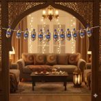 140 x 17 cm Ramazan Dekoratif Mavi Kandil Süs - Ramazan Duvar ve Asma Dekoru