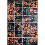 140x200 cm GrandHaven Siyah Patchwork Yün El Dokuma Modern Geometrik Etnik Eskitme Desenli Boho Oturma Odası Salon Yolluk Koridor Mutfak Halısı