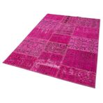 140x200 cm Kırk Yama Pembe Yama Pamuklu Yün El Dokuma Modern Geometrik Etnik Eskitme Desenli Boho Oturma Odası Salon Yolluk Koridor Mutfak Halısı