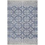 140x200 cm Kotri Lacivert Modern Yün El Dokuma Modern Geometrik Etnik Eskitme Desenli Boho Oturma Odası Salon Yolluk Koridor Mutfak Halısı