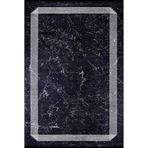 140x200 cm Ussuriysk Siyah Çerçeveli Yün El Dokuma Modern Geometrik Etnik Eskitme Desenli Boho Oturma Odası Salon Yolluk Koridor Mutfak Halısı