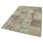 140x203 cm Kırk Yama Yeşil Yama Pamuklu Yün El Dokuma Modern Geometrik Etnik Eskitme Desenli Boho Oturma Odası Salon Yolluk Koridor Mutfak Halısı