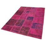 140x205 cm Kırk Yama Pembe Yama Pamuklu Yün El Dokuma Modern Geometrik Etnik Eskitme Desenli Boho Oturma Odası Salon Yolluk Koridor Mutfak Halısı