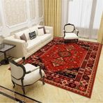 140x210CM kırmızı çiçek desenli yıkanabilir halı oturma odası küçük erkek kilim Retro tarzı ses geçirmez kaymaz makine yıkanabilir halı