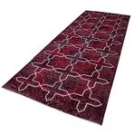 140x370 cm Geometrik Halı Kırmızı Geometrik Yün El Dokuma Modern Geometrik Etnik Eskitme Desenli Boho Oturma Odası Salon Yolluk Koridor Mutfak Halısı