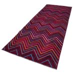 140x377 cm Geometrik Halı Kırmızı Geometrik Yün El Dokuma Modern Geometrik Etnik Eskitme Desenli Boho Oturma Odası Salon Yolluk Koridor Mutfak Halısı