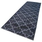140x397 cm Geometrik Halı Gri Geometrik Yün El Dokuma Modern Geometrik Etnik Eskitme Desenli Boho Oturma Odası Salon Yolluk Koridor Mutfak Halısı