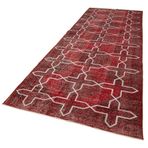 140x412 cm Geometrik Halı Kırmızı Geometrik Yün El Dokuma Modern Geometrik Etnik Eskitme Desenli Boho Oturma Odası Salon Yolluk Koridor Mutfak Halısı