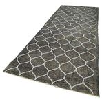 140x427 cm Geometrik Halı Gri Geometrik Yün El Dokuma Modern Geometrik Etnik Eskitme Desenli Boho Oturma Odası Salon Yolluk Koridor Mutfak Halısı