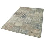 141x204 cm Kırk Yama Yeşil Yama Pamuklu Yün El Dokuma Modern Geometrik Etnik Eskitme Desenli Boho Oturma Odası Salon Yolluk Koridor Mutfak Halısı