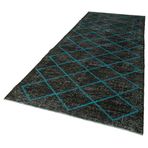 141x373 cm Geometrik Halı Siyah Geometrik Yün El Dokuma Modern Geometrik Etnik Eskitme Desenli Boho Oturma Odası Salon Yolluk Koridor Mutfak Halısı